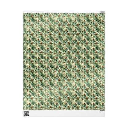 Christmas Wrapping Paper Roll with Pinecones and Trees, Winter Forest Gift Wrap for Seasonal Gifting #2
