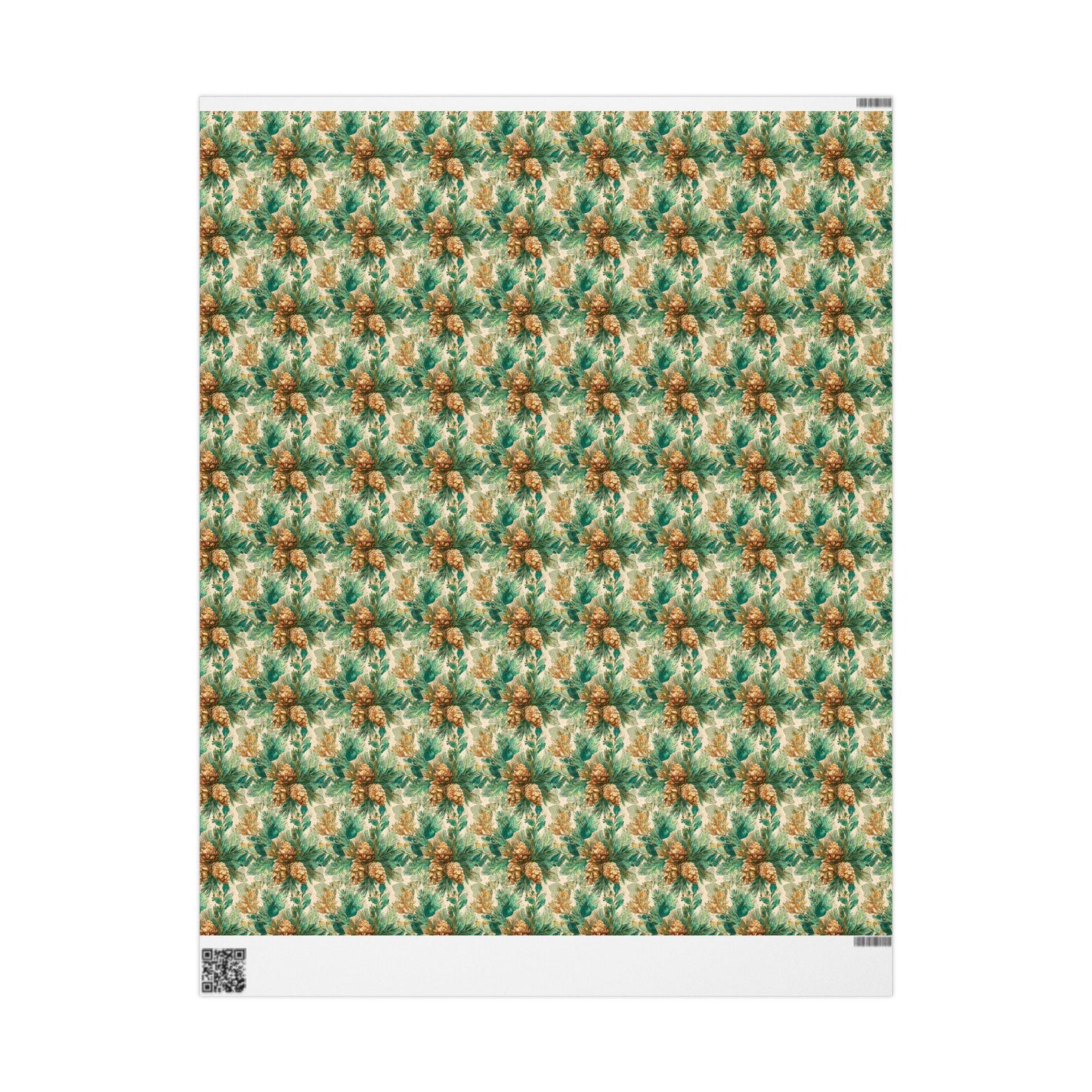 Pinecone and Evergreen Wrapping Paper Roll, Forest Christmas Gift Wrap for Rustic Winter Packaging #12
