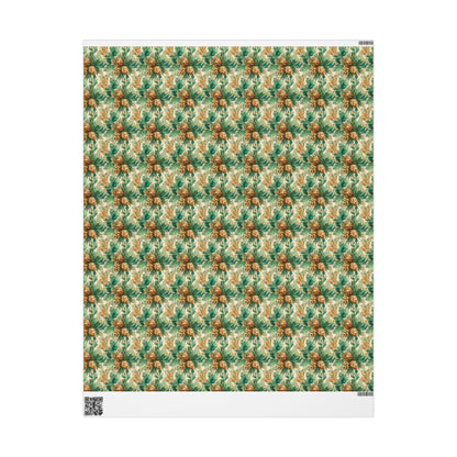 Pinecone and Evergreen Wrapping Paper Roll, Forest Christmas Gift Wrap for Rustic Winter Packaging #12