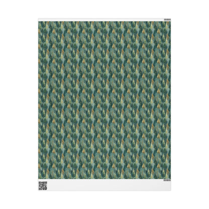 Christmas Gift Wrap Roll with Pine Trees and Pinecones, Rustic Winter Forest Wrapping Paper #16