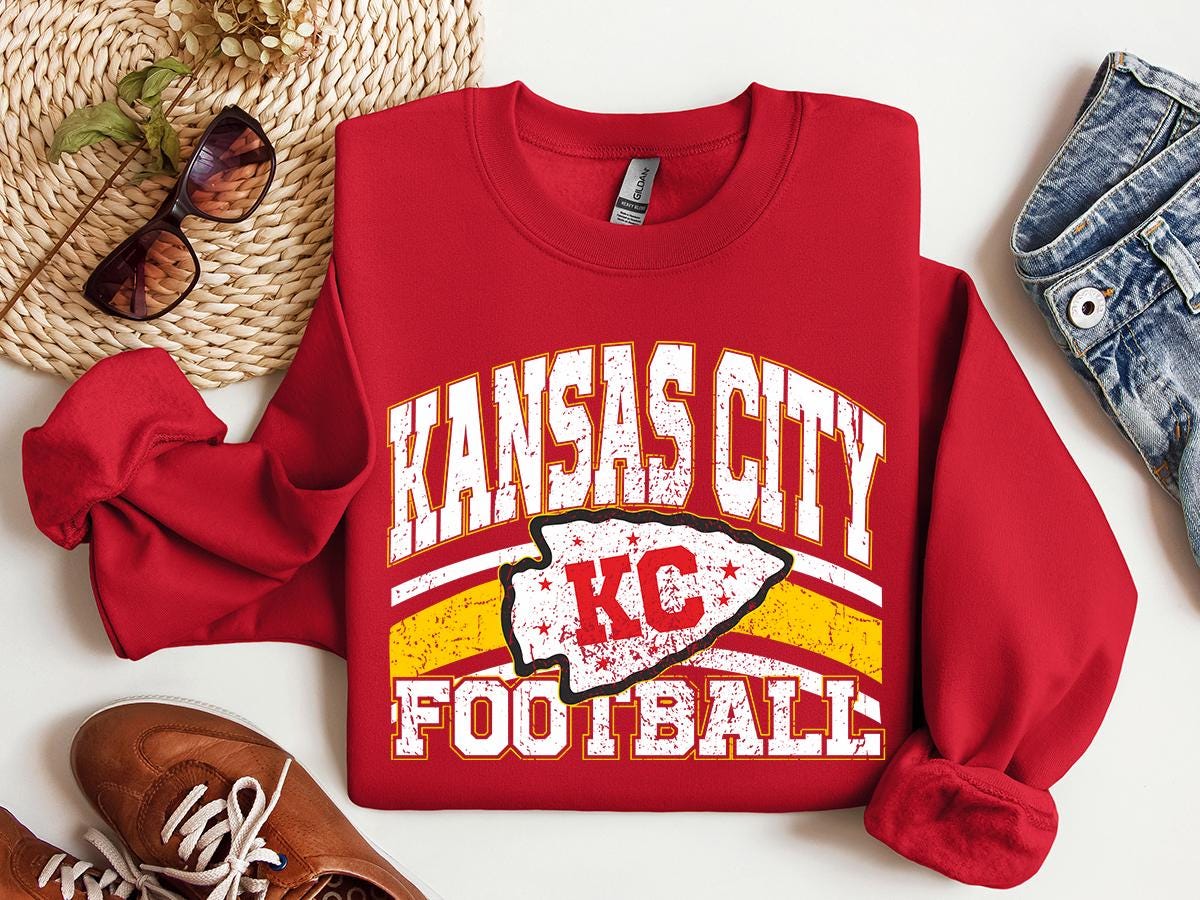 Kansas City Football Sweatshirt, Retro Sports Fan Shirt, Trendy Game Day Gift Tee, Kansas City Mascot Sweatshirt, Kansas City Football Fan