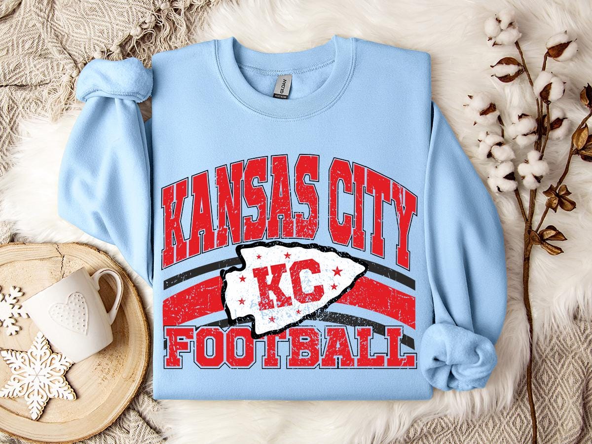 Kansas City Football Sweatshirt, Retro Sports Fan Shirt, Trendy Game Day Gift Tee, Kansas City Mascot Sweatshirt, Kansas City Football Fan
