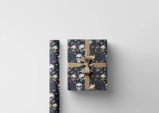 Skull Themed Christmas Wrapping Paper Roll, Dark Alternative Gothmas Holiday Gift Wrap #9