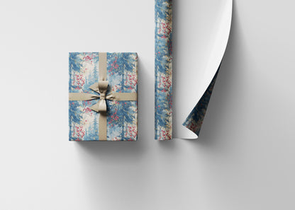 Cozy Christmas Wrapping Paper Roll with Pinecones and Trees, Winter Forest Gift Wrap Idea #26