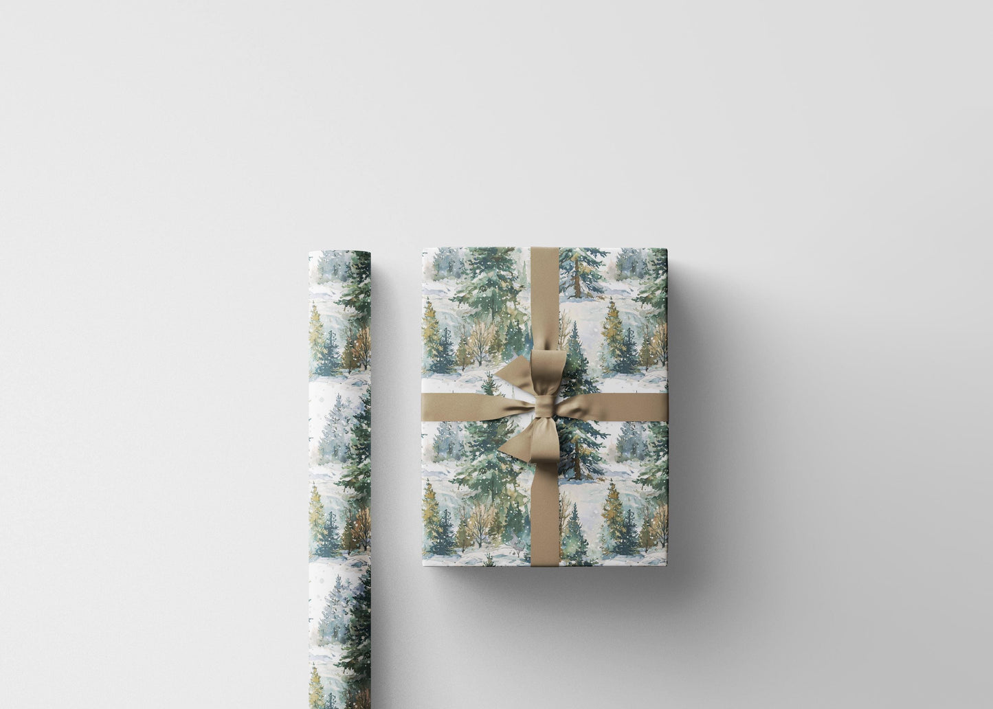 Nature Inspired Wrapping Paper Roll, Pine Tree and Pinecone Christmas Gift Wrap for Winter #24