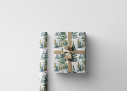 Nature Inspired Wrapping Paper Roll, Pine Tree and Pinecone Christmas Gift Wrap for Winter #24