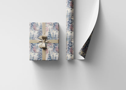 Rustic Forest Wrapping Paper Roll with Pine Trees and Pinecones, Christmas Nature Gift Wrap #22