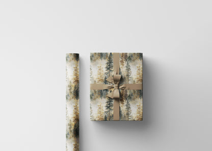 Winter Wrapping Paper Roll with Forest Pines and Pinecones for Christmas Gift Wrapping #33