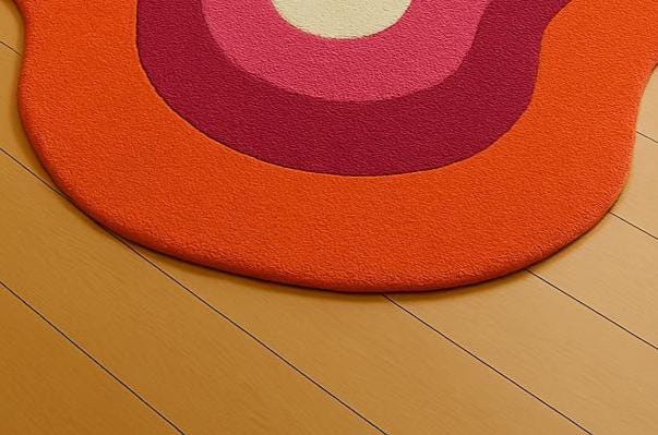 Hand-Tufted Melty Sunset Swirl Wool Rug: Irregular Area Rug