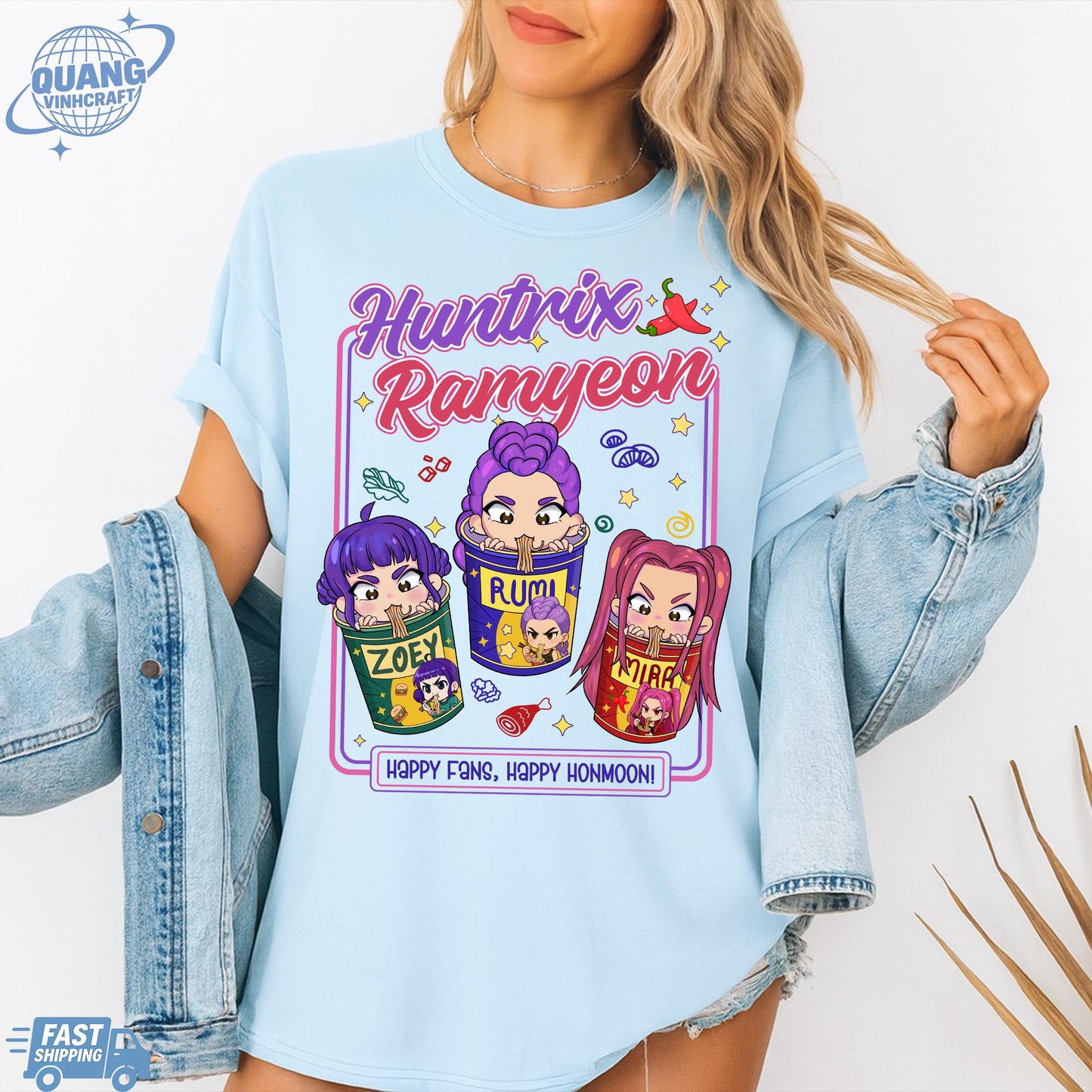 Kpop Demon Hunters Ramyeon Shirt Comfort Colors For Fan, Demon Hunter Movie Inspired Noodle Tee, Cool Korea Inspired Apparel,Mira,Rumi,Zoey