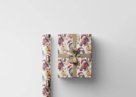 Horse Lover Xmas Wrapping, Equestrian Winter Gift Wrap, Holiday Horse Print Paper, Riding Christmas Wrap, Cowgirl Festive Paper