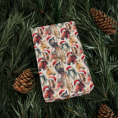 Horse Lover Xmas Wrapping, Equestrian Winter Gift Wrap, Holiday Horse Print Paper, Riding Christmas Wrap, Cowgirl Festive Paper