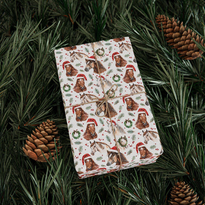 Cowgirl Christmas Wrap, Horse Winter Gift Paper, Equestrian Holiday Wrapping, Festive Rider Present Wrap, Horse Lover Xmas Sheet