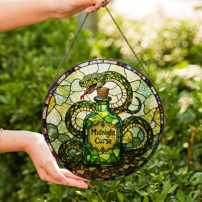 Green snake potion bottle suncatcher stained glass gothic decor Halloween gift