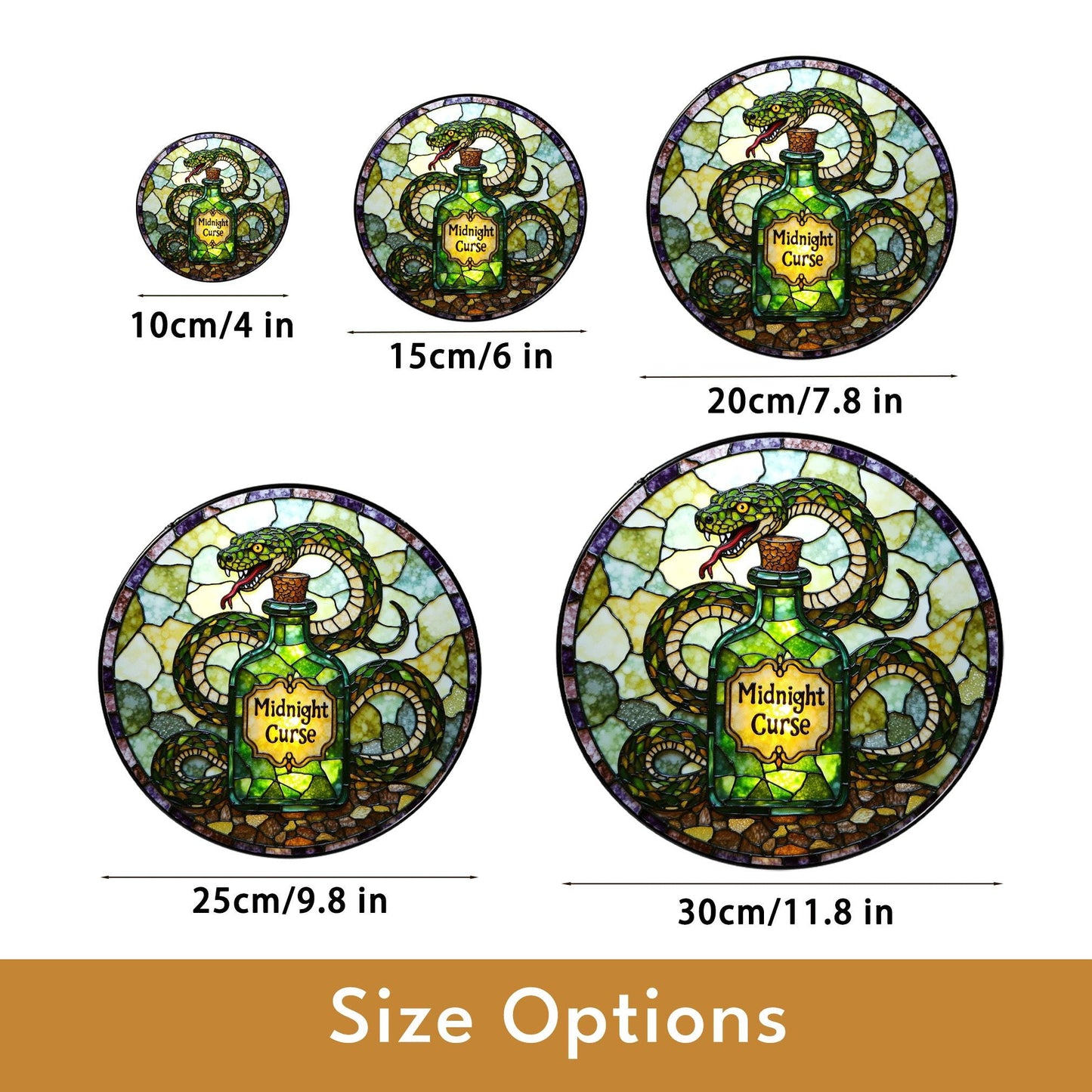 Green snake potion bottle suncatcher stained glass gothic decor Halloween gift
