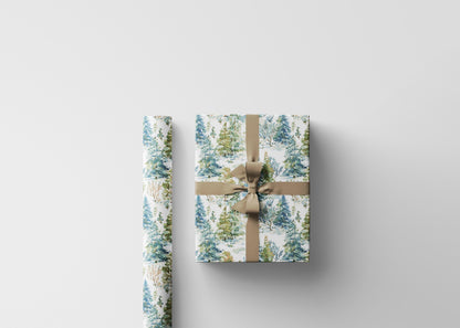 Christmas Pinecone Wrapping Paper Roll, Winter Trees and Forest Design for Cozy Gift Wrapping #10