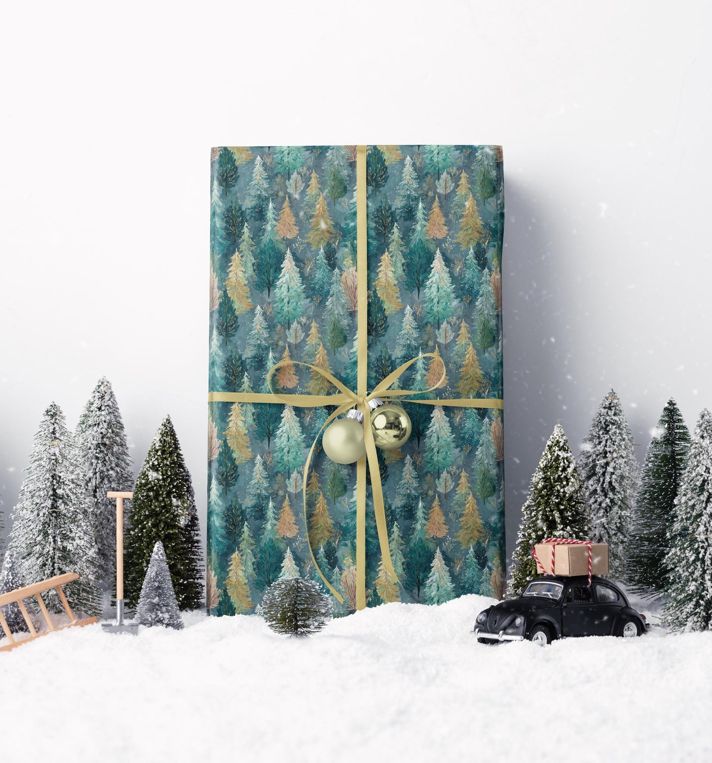 Rustic Pinecone Wrapping Paper Roll, Winter Forest Theme Gift Wrap for Christmas Packaging #15