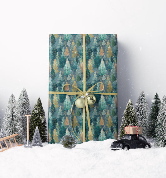 Rustic Pinecone Wrapping Paper Roll, Winter Forest Theme Gift Wrap for Christmas Packaging #15