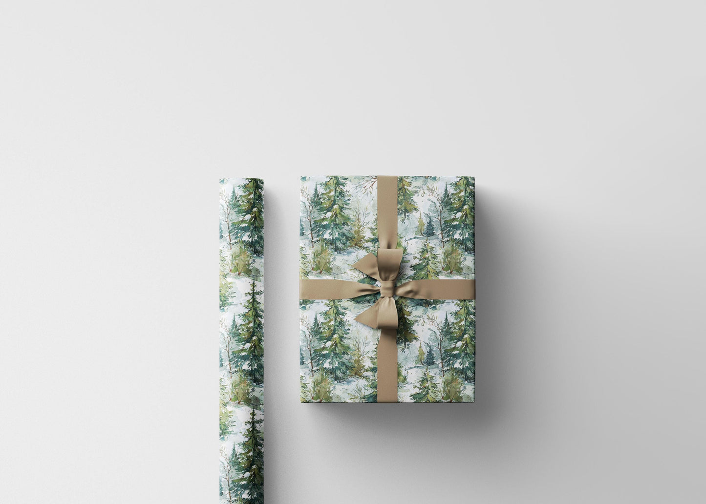 Winter Forest Gift Wrap Roll, Pinecones and Evergreen Design for Christmas and Rustic Holiday Gifts #9