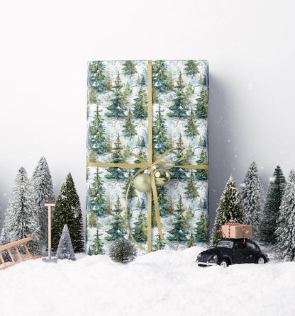 Winter Forest Gift Wrap Roll, Pinecones and Evergreen Design for Christmas and Rustic Holiday Gifts #9