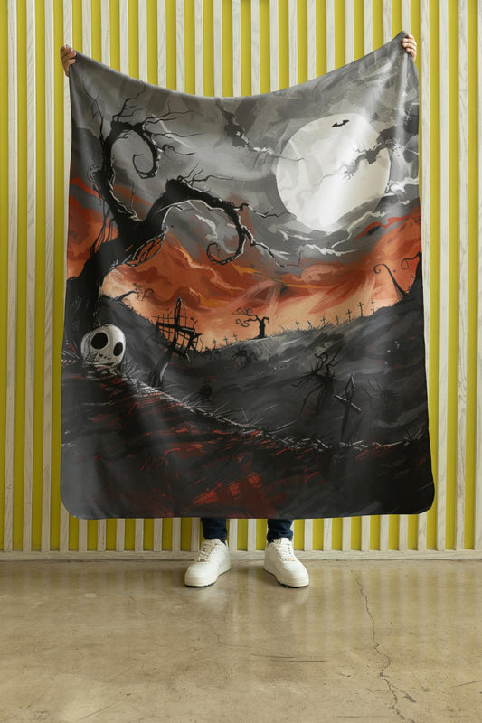 Dark Academia Decorative Blanket, Witchy Aesthetics, Spooky Cozy Blanket, Gothic Blanket, Halloween Home Decoration by HarborIslandDecor