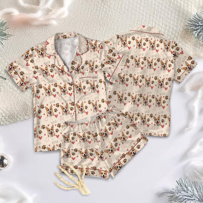 Customized Pet Satin Pajamas Set, Pet Face Pajamas, Dog Lover PJs, Family Pajamas, Pet Portrait, Matching Pajamas