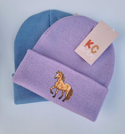 Lovely Horse Embroidered Beanie - More Colours - Free Delivery - Farm Animal Foal Pony Horses