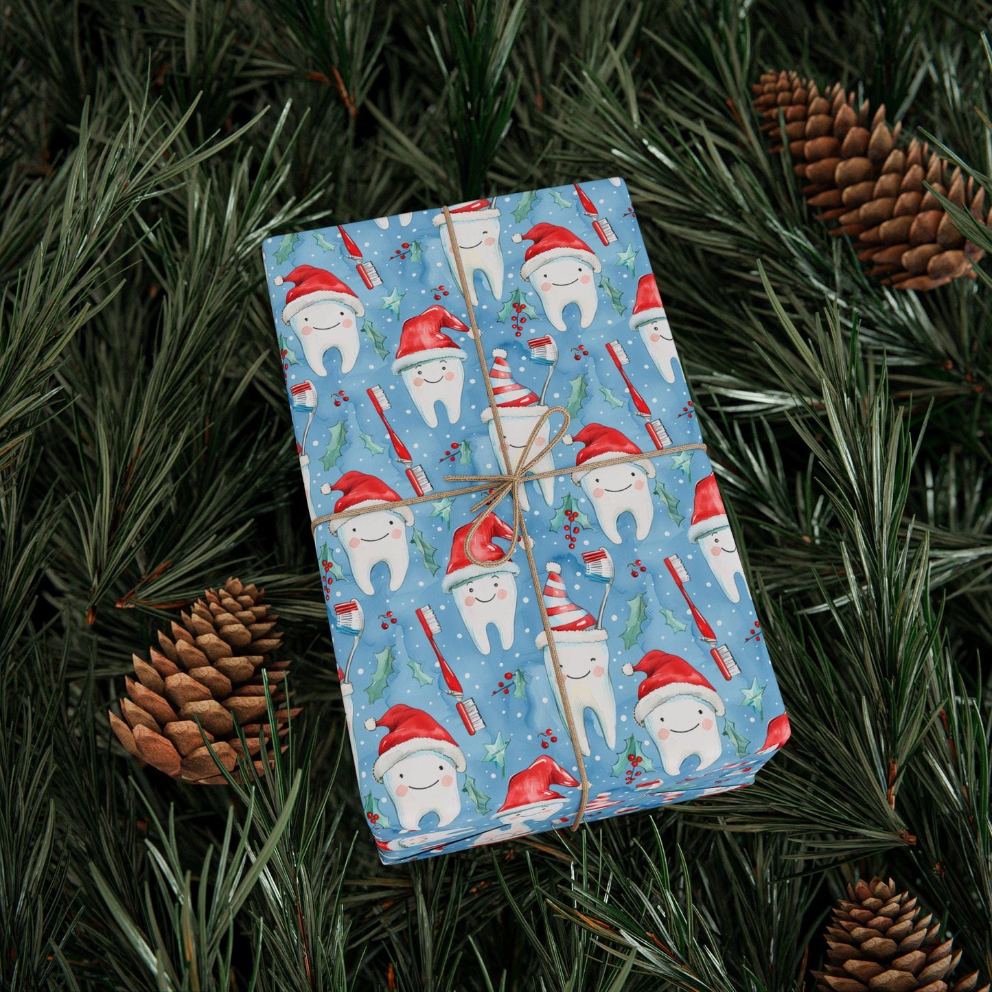 Dentist Appreciation Gift Wrap, Dental Pattern Paper, Unique Tooth Design Christmas Fun Gift Wrap for Dental Office Dentist and Hygienists