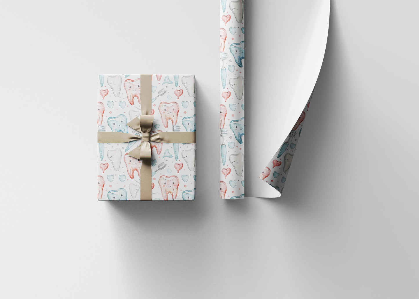 Professional Dentist Gift Wrap, Tooth Pattern Paper, Office Use Fun Gift Wrap for Dental Office Dentist and Hygienists