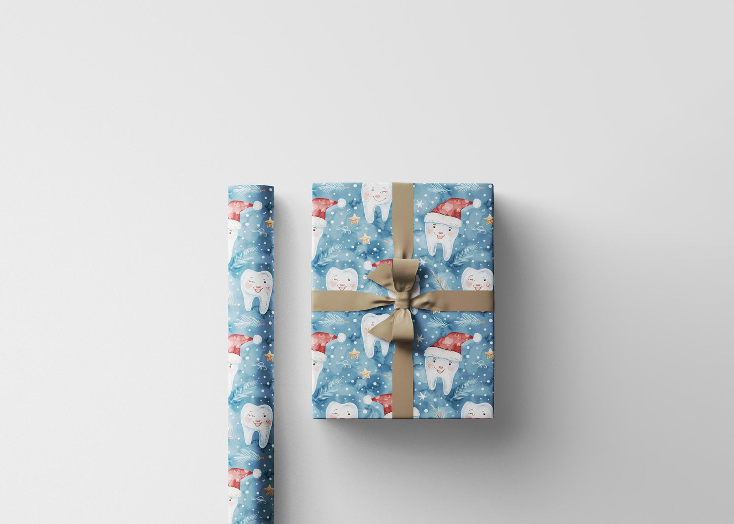 Tooth Print Gift Wrap, Dentist Office Decor, Dental-Themed Wrapping Christmas Fun Gift Wrap for Dental Office Dentist and Hygienists