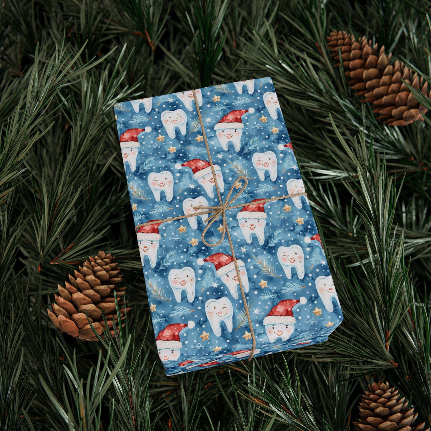 Tooth Print Gift Wrap, Dentist Office Decor, Dental-Themed Wrapping Christmas Fun Gift Wrap for Dental Office Dentist and Hygienists