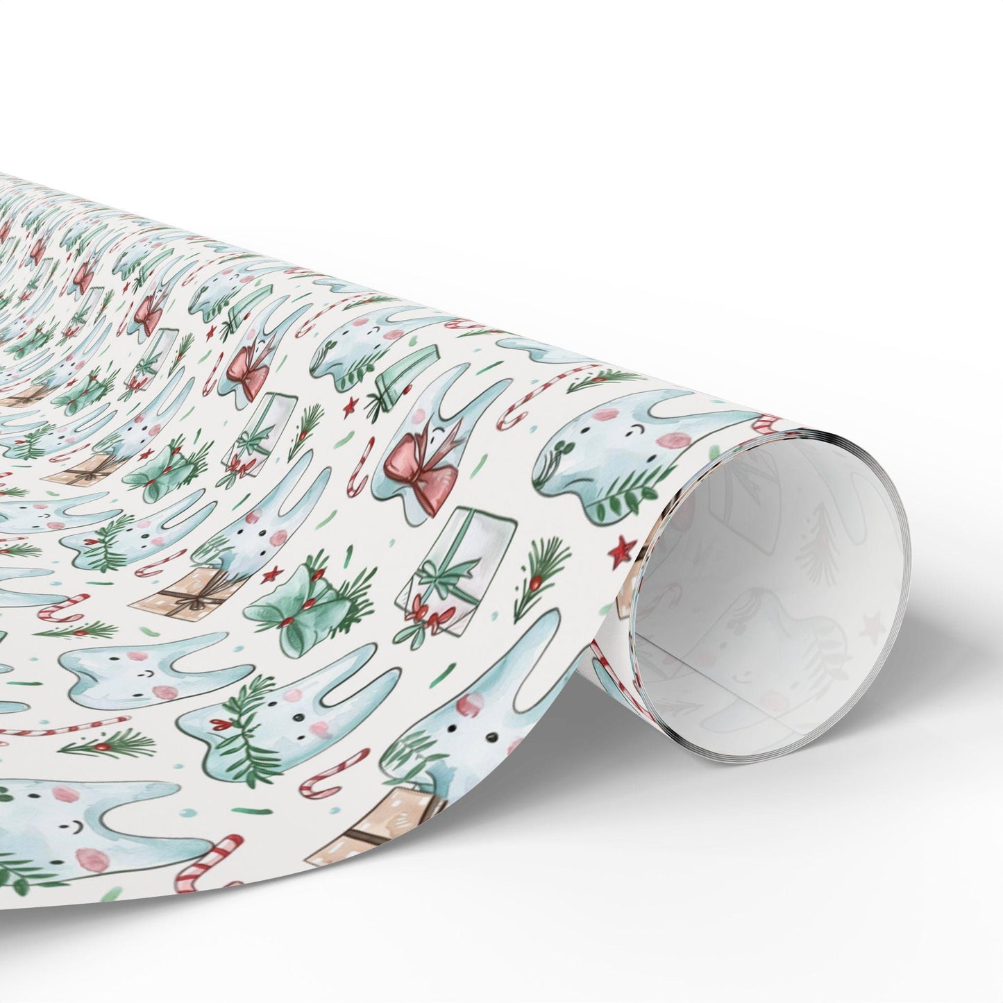 Dentist Wrapping Paper, Tooth Pattern Gift Wrap, Orthodontist Print Design Christmas Fun Gift Wrap for Dental Office Dentist and Hygienists