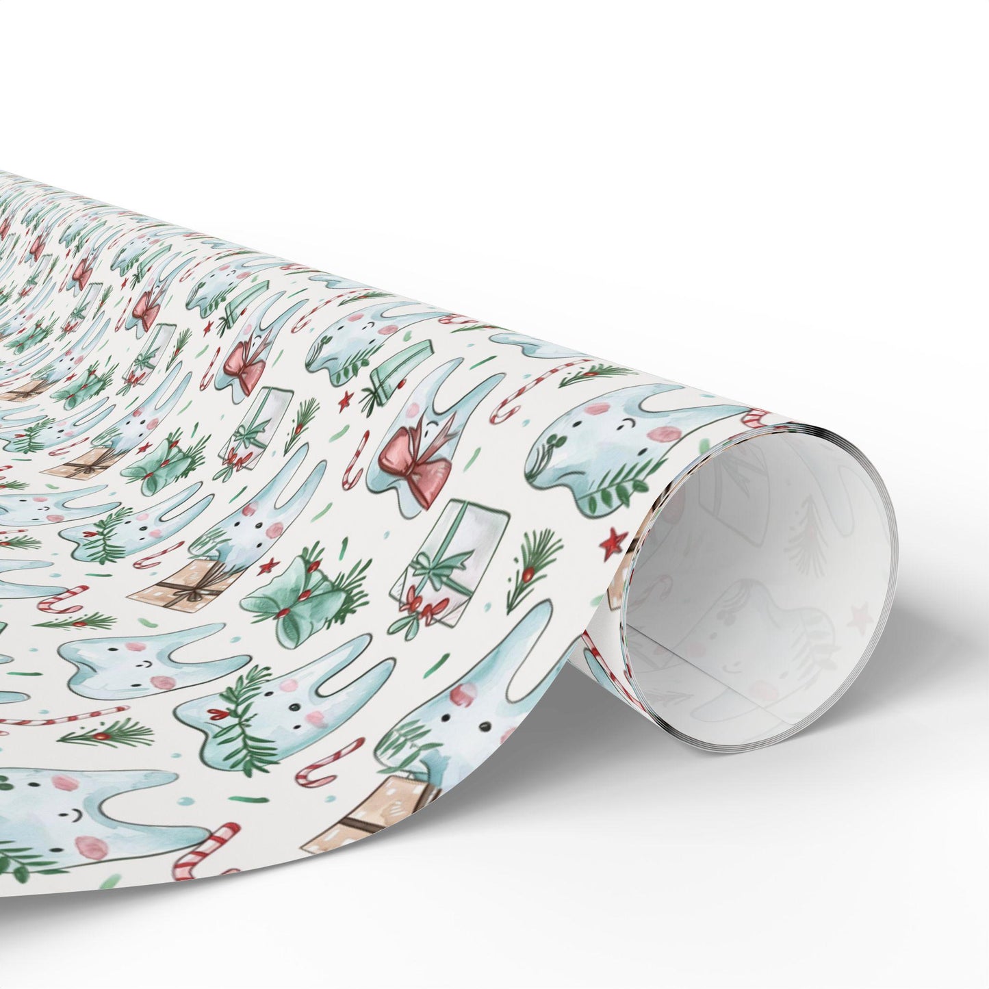 Dentist Wrapping Paper, Tooth Pattern Gift Wrap, Orthodontist Print Design Christmas Fun Gift Wrap for Dental Office Dentist and Hygienists