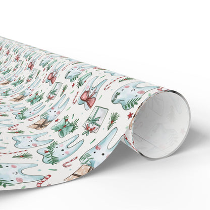 Dentist Wrapping Paper, Tooth Pattern Gift Wrap, Orthodontist Print Design Christmas Fun Gift Wrap for Dental Office Dentist and Hygienists