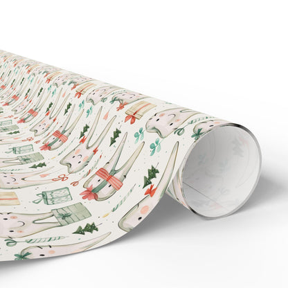 Dentist Gift Wrap, Minimal Tooth Pattern Paper, Dental Professional Gift Christmas Fun Gift Wrap for Dental Office Dentist and Hygienists