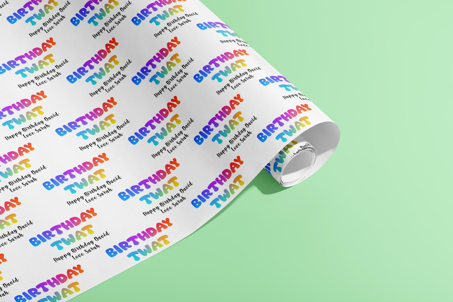 Personalised Rude Wrapping Paper, Gift Wrap, Birthday, Your Text, Your Name, Customised, Adult, Party Hat, Paper, Your Age, Eco, Recyclable