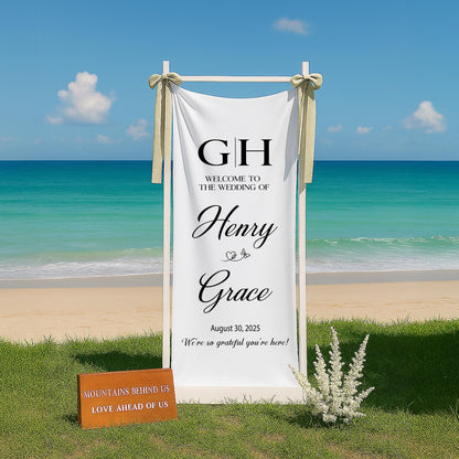 Custom Wedding Fabric Sign, Custom Wedding Welcome Sign, Outdoor Wedding Banner, Personalized Wedding Decoration, Engagement Party Sign