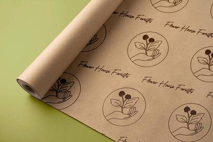 Personalised Florist Kraft Paper, Packing Paper, Branded Packaging, Your Logo, Paper 90gsm, Small Business, Tissue paper, Recyclable, Flower