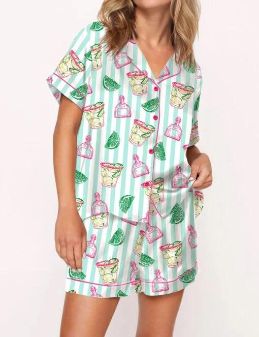 Spicy Margarita Silky Satin Pajama Set For Women  Pajamas Set