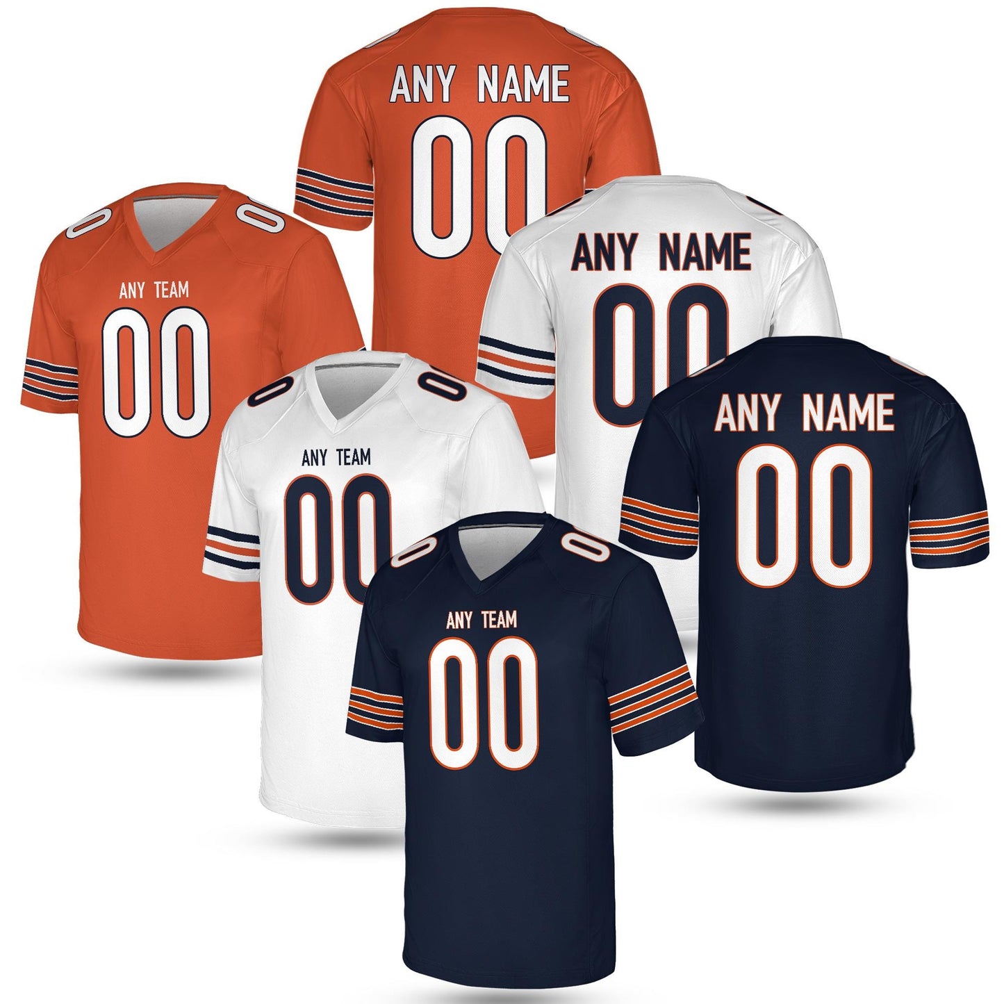 Windy City Navy Football Jersey – Retro Classic Style | Custom Name & Number Chicago Shirt | Unisex Gameday Gear | Tailgate Outfit Fan Gift