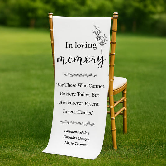 Personalized Loving Memory Wedding Sign, Memorial Chair Banner, In Memory of Loved Ones, Wedding Aisle Sign, Remembrance Ceremony Decor