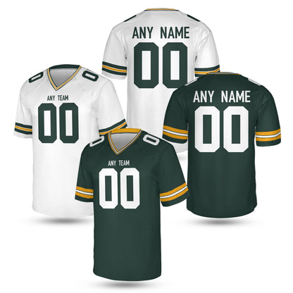 Personalize Bay Gold and Green Football Jersey – Midwest Tailgate Tee | Custom Name and Number Green Bay Fan Shirt | Unisex game day outfit
