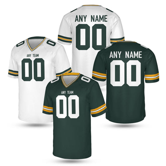 Personalize Bay Gold and Green Football Jersey – Midwest Tailgate Tee | Custom Name and Number Green Bay Fan Shirt | Unisex game day outfit