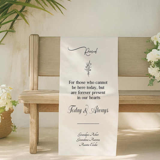 Reserved in Loving Memory Wedding Chair Sign, Reserved Seat Sign, This Seat is Reserved Memorial Sign, Memorial Chair Sign for Wedding