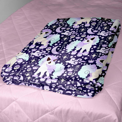 Galarian Ponyta Fleece Blanket, Soft Cozy Throw Blanket for Kids and Adults, Purple Bedding, Cute Home Decor Gift, Ponyta Blanket Gifts