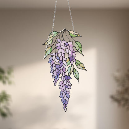 Elegant Wisteria Floral Window Hanging Decoration, Handcrafted Nature-Inspired Home Decor for Peaceful Spaces