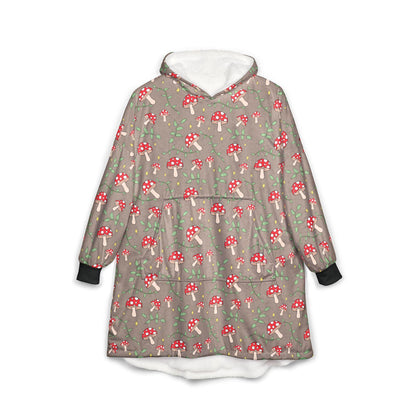Mushroom Hooded Blanket: Cozy Fleece Wearable Throw, Nature Lover Gift
