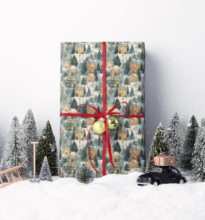 Christmas Town Wrapping Paper Roll, Premium Gift Wrap with Snowy Village and Holiday Decor #4