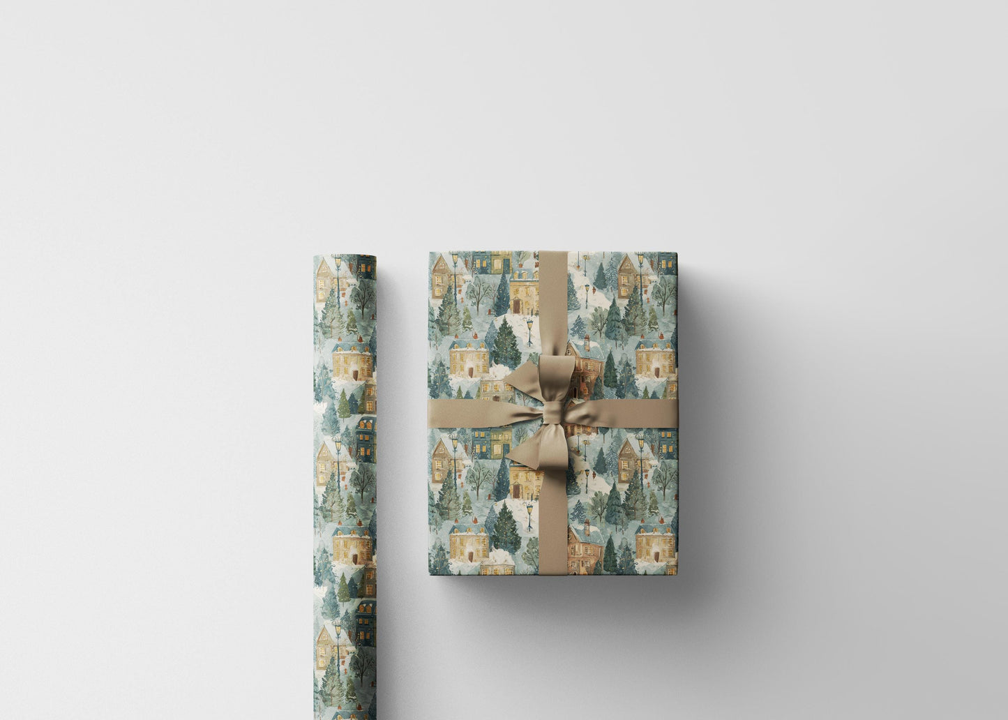 Christmas Town Wrapping Paper Roll, Premium Gift Wrap with Snowy Village and Holiday Decor #4