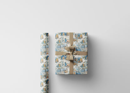 Christmas Village Town Wrapping Paper Roll, Snowy Scene Gift Wrap for Winter and Holiday Gifts #11